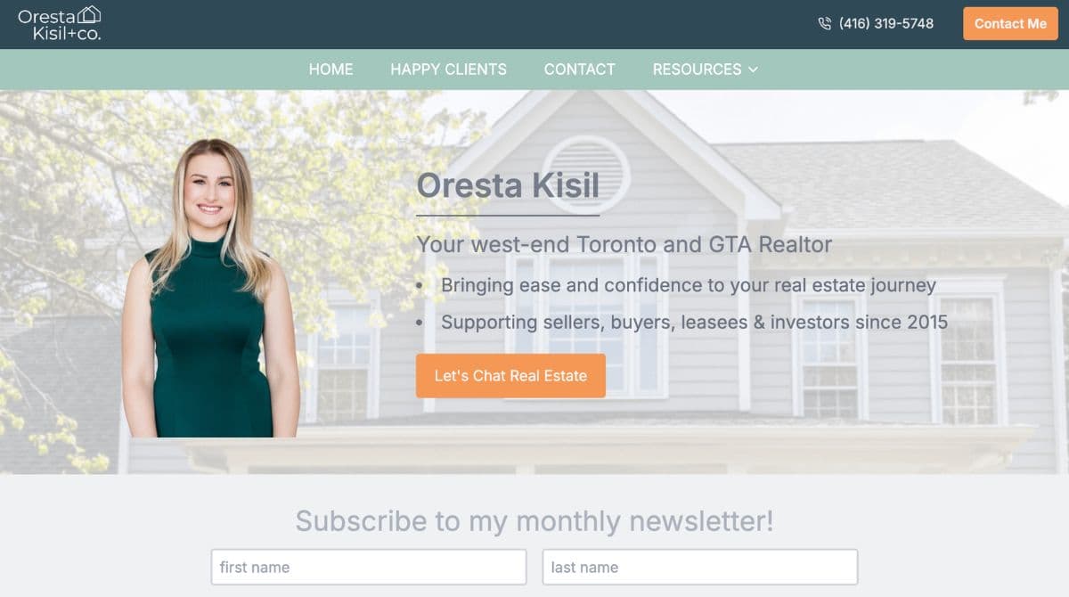 real estate agent professional website screenshot